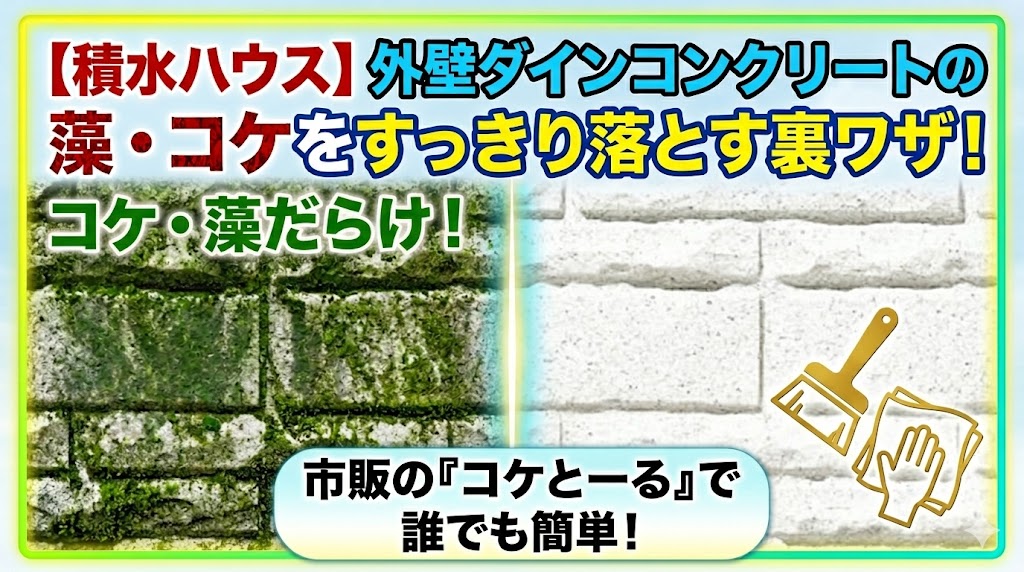 【積水ハウス】外壁ダインコンクリートの藻・コケの落とし方裏ワザ！