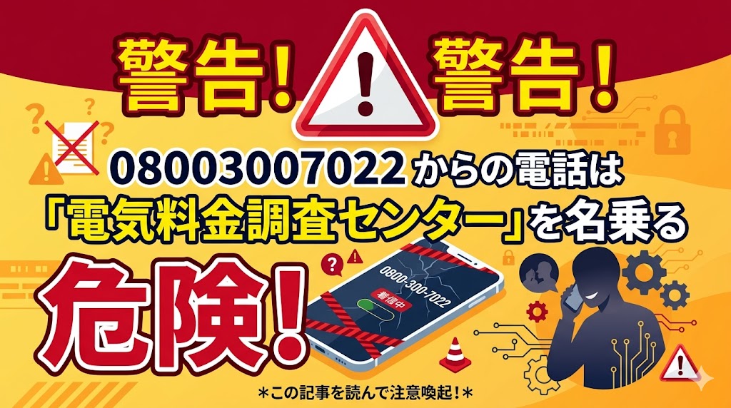 08003007022からの電話が電気料金調査センターを名乗る危険な迷惑電話