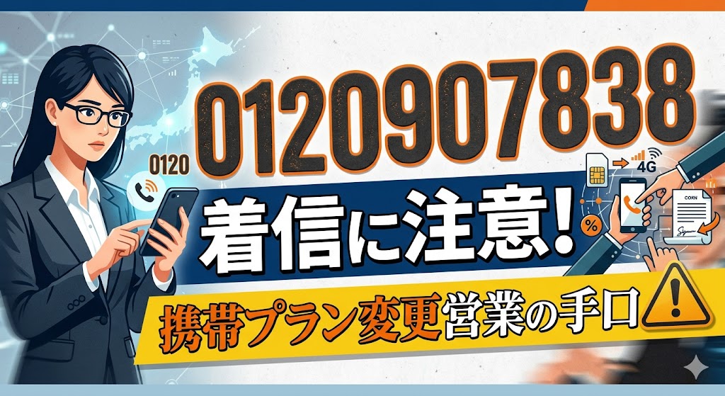 0120907838からの着信に注意！携帯プラン変更営業の手口