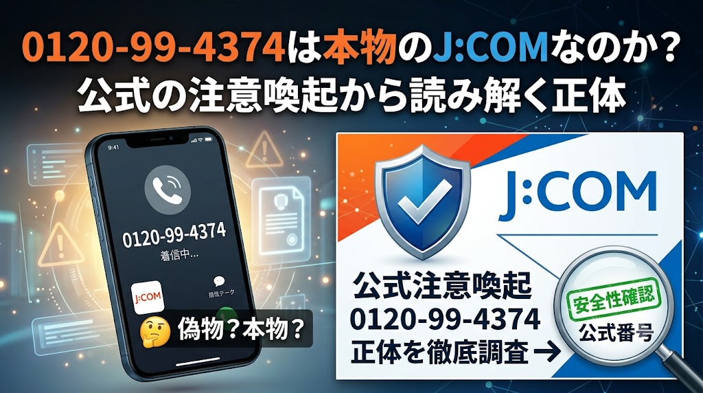 0120994374は本物のJ:COMなのか？公式の注意喚起から読み解く正体
