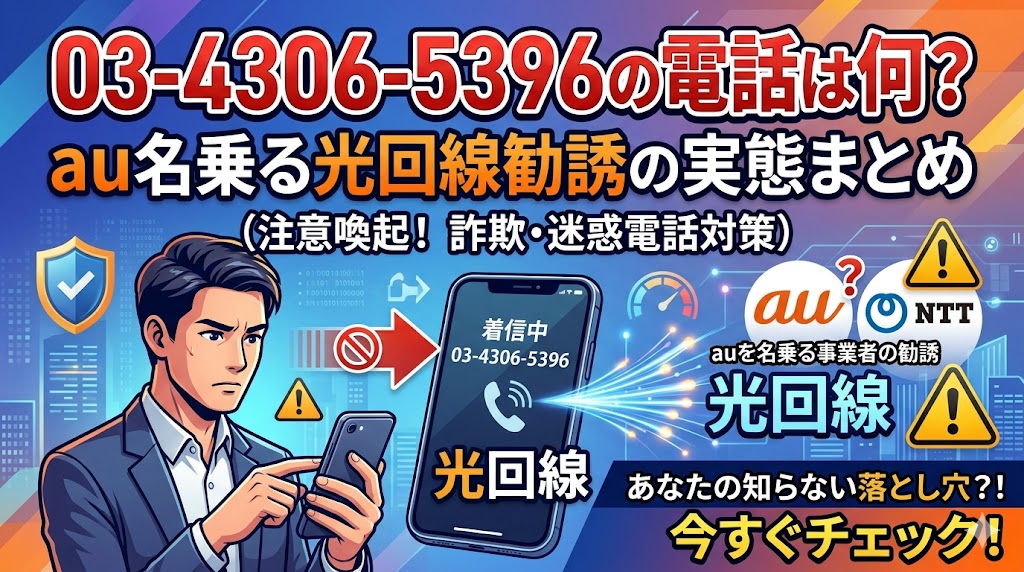 03-4306-5396の電話は何？au名乗る光回線勧誘の実態