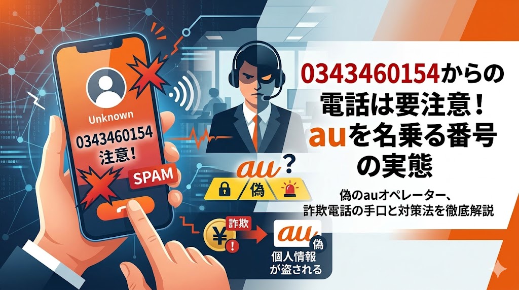 0343460154からの電話は要注意！auを名乗る番号の実態