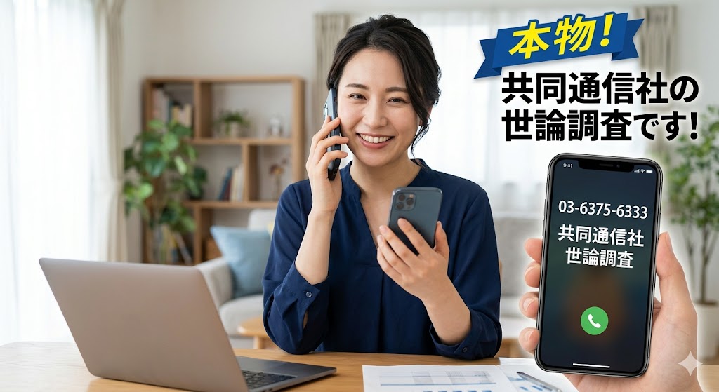 0363756333からの電話は本物の共同通信社の世論調査！