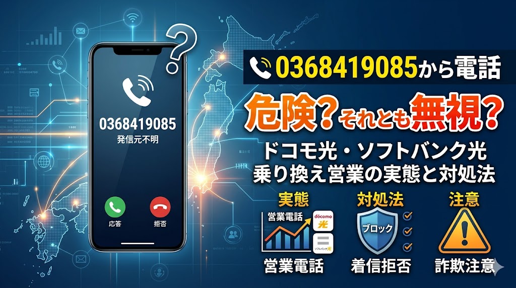 0368419085から電話がきたら危険？ドコモ光・ソフトバンク光乗り換え営業の実態と対処法