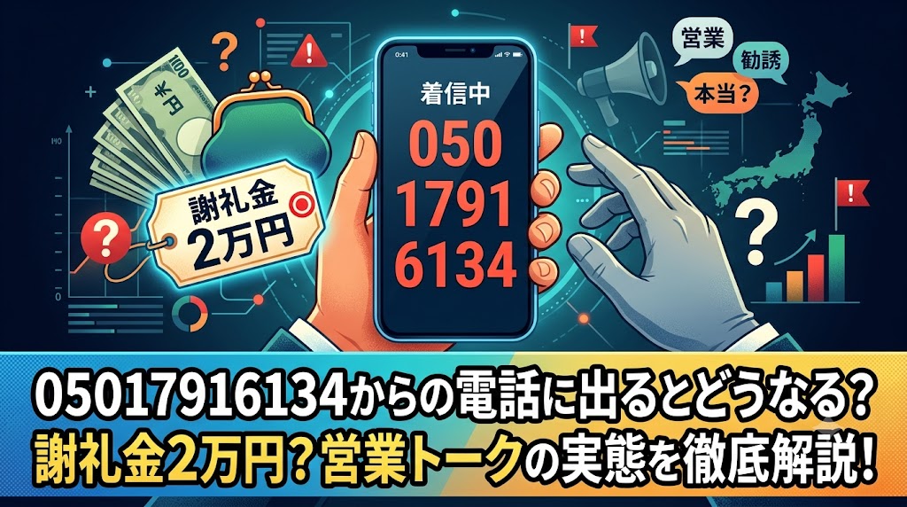 05017916134からの電話に出るとどうなる？謝礼匂わす営業トークの実態