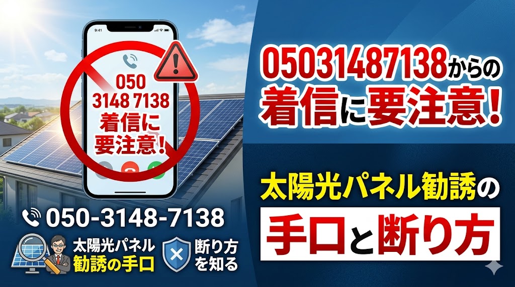 05031487138からの着信に注意！太陽光パネル勧誘の手口と断り方
