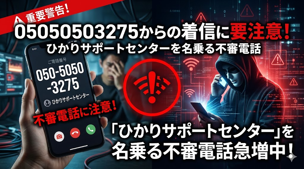 05050503275からの着信に要注意！ひかりサポートセンターを名乗る不審電話