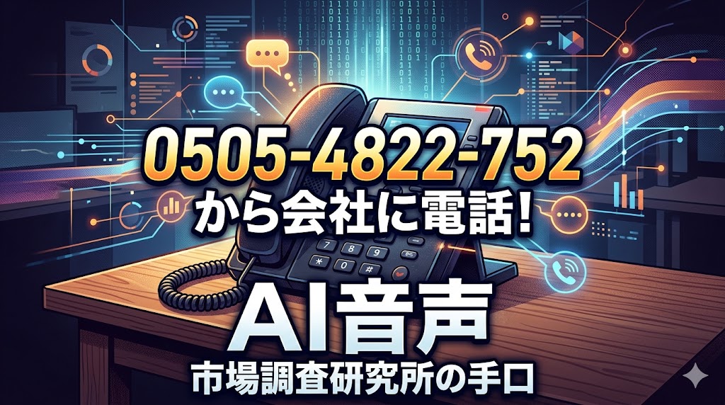 05054822752から会社に電話！AI音声 市場調査研究所の手口