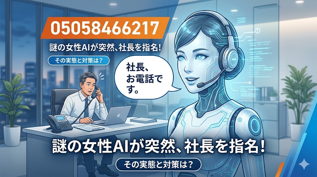 05058466217からの電話！女性の声のAIが社長を呼び出す！