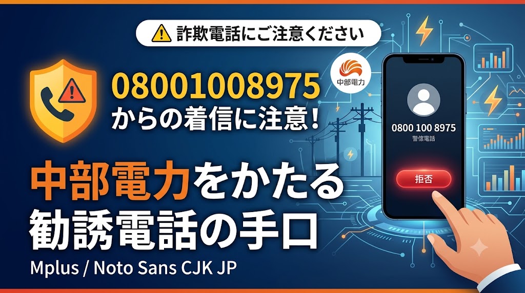 08001008975からの着信に注意｜中部電力をかたる勧誘電話の手口