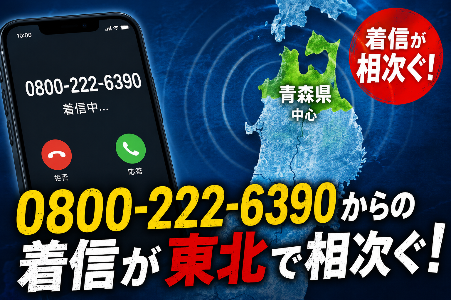 08002226390からの着信が東北（青森県中心）で相次ぐ！
