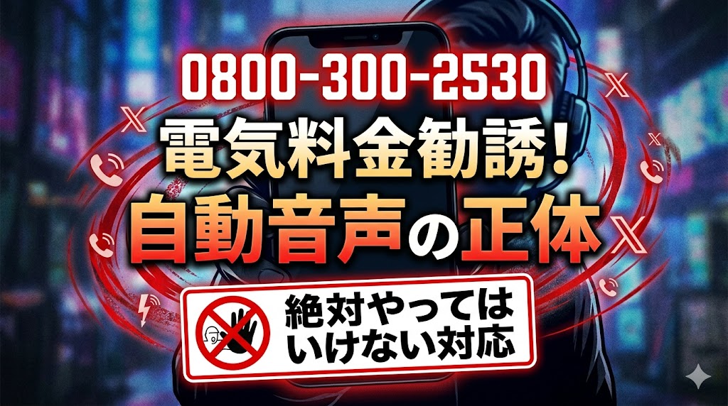 08003002530は電気料金勧誘！自動音声の正体と絶対やってはいけない対応