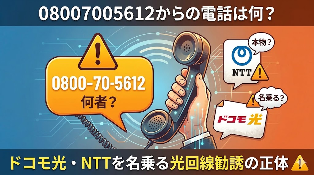 08007005612からの電話は何？ドコモ光・NTTを名乗る光回線勧誘の正体