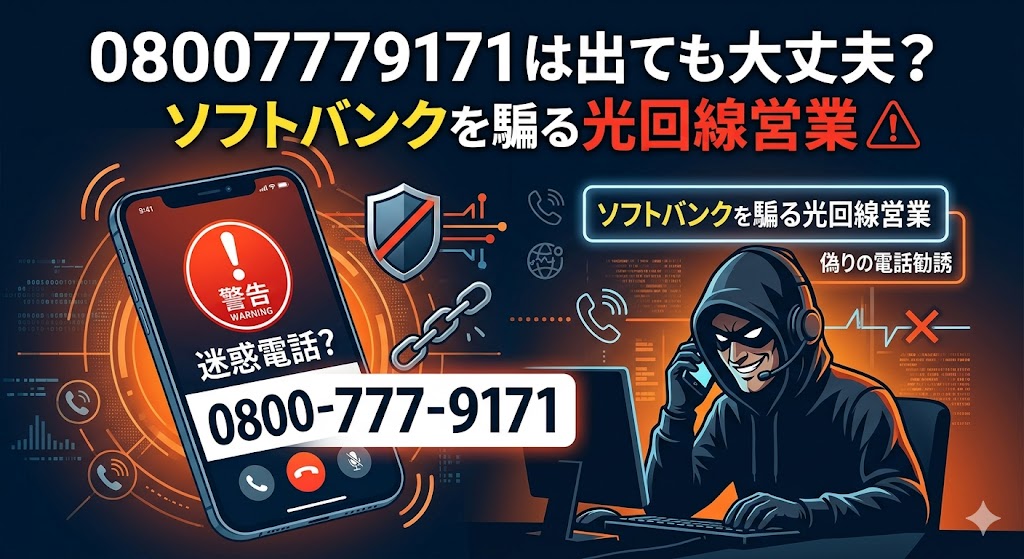 08007779171は出ても大丈夫？ソフトバンクを騙る光回線営業