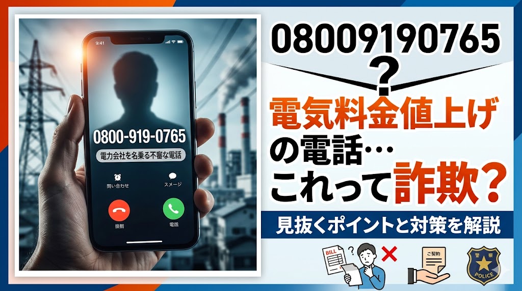 08009190765から電気料金値上げの電話…これって詐欺？