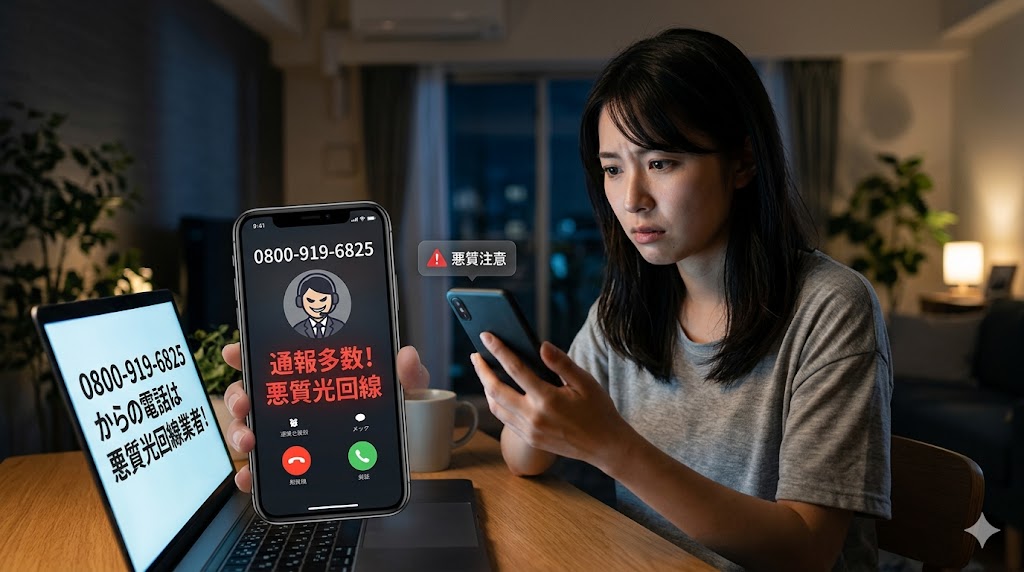 08009196825からの電話は光回線悪質業者との報告多数！