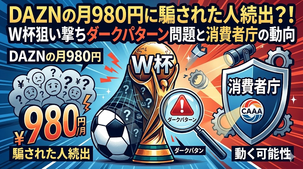DAZNの月980円に騙された人続出？！