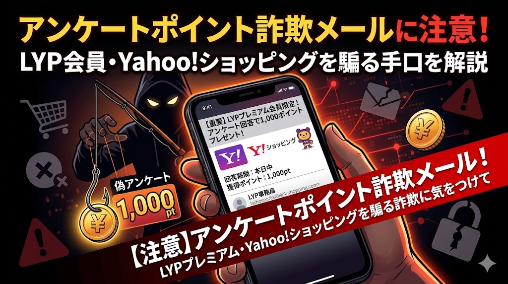 LYP会員サービスからのYahoo!ショッピング「アンケートポイント詐欺メール」に注意