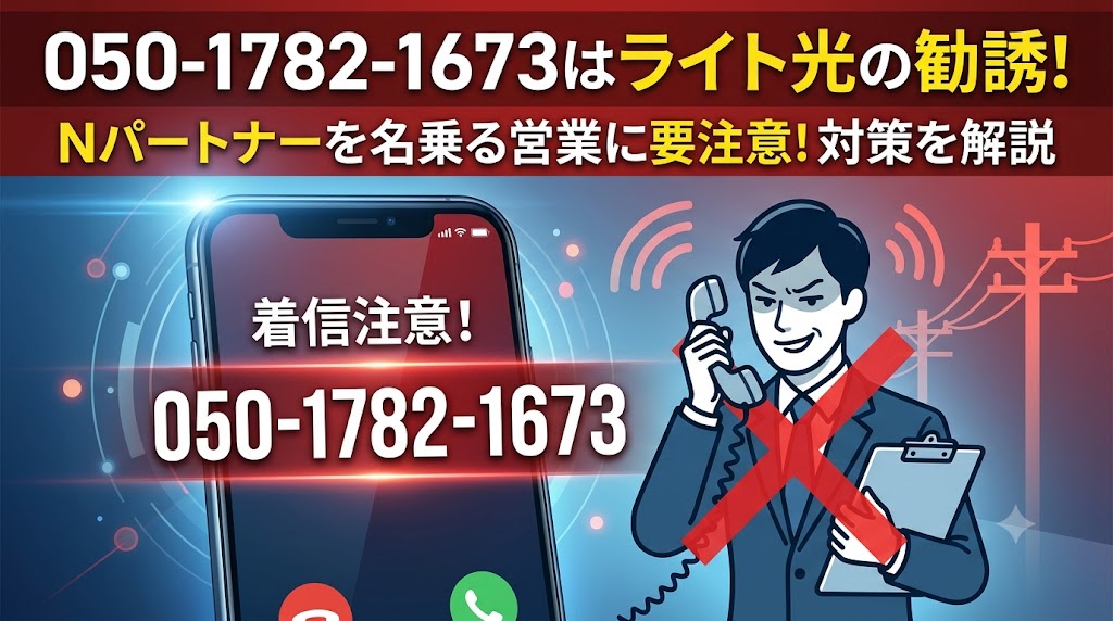 05017821673からの着信はライト光の勧誘電話！Nパートナー名乗る営業に要注意