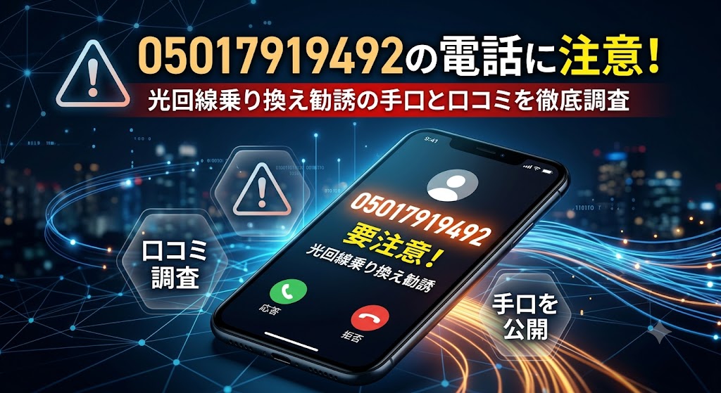 05017919492の電話に注意！光回線乗り換え勧誘の手口と口コミを徹底調査