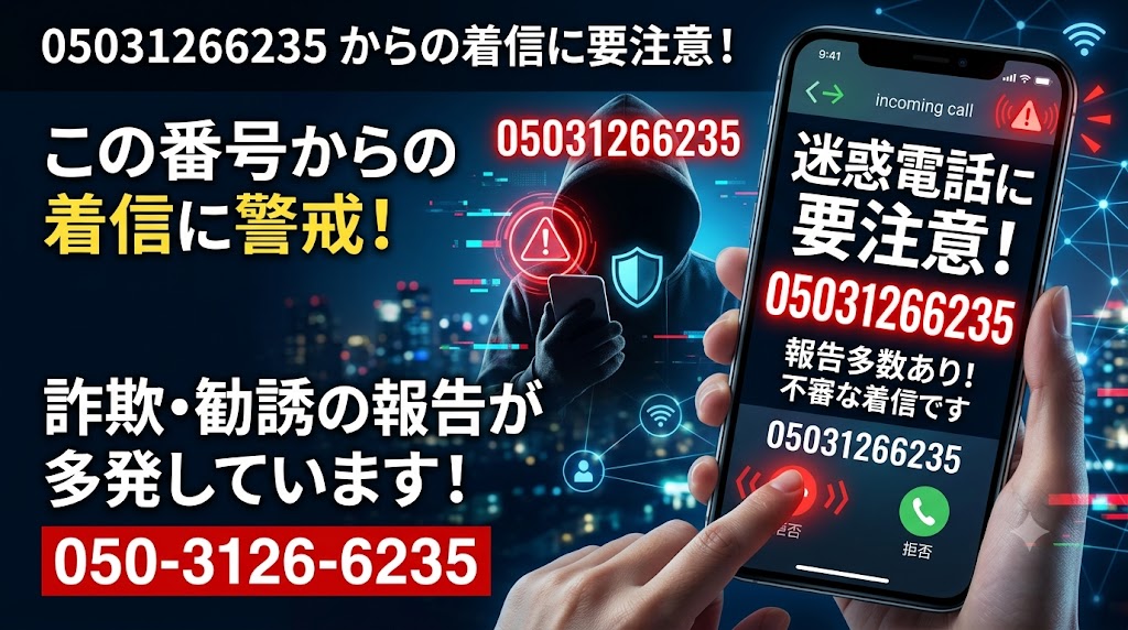 05031266235からの着信に要注意！迷惑電話の報告多数