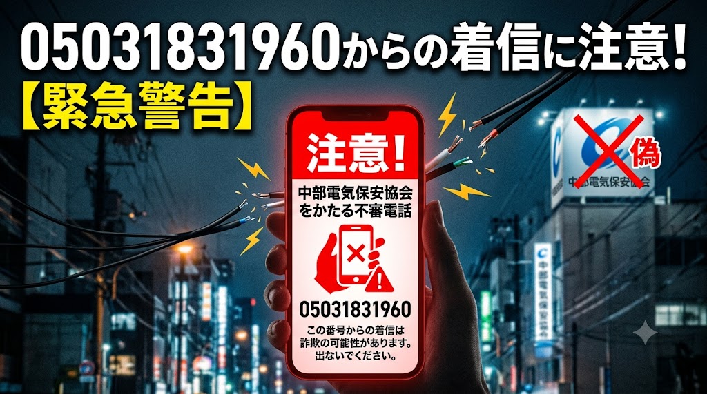 05031831960からの着信に注意！中部電気保安協会をかたる不審電話