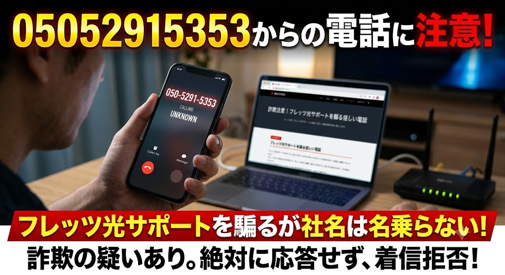 05052915353からの電話に注意！フレッツ光サポートを騙るが社名は名乗らない