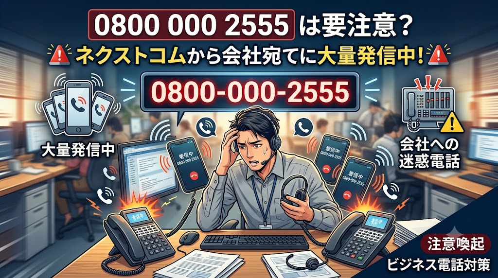 08000002555は要注意？ネクストコムから会社宛てに大量発信中