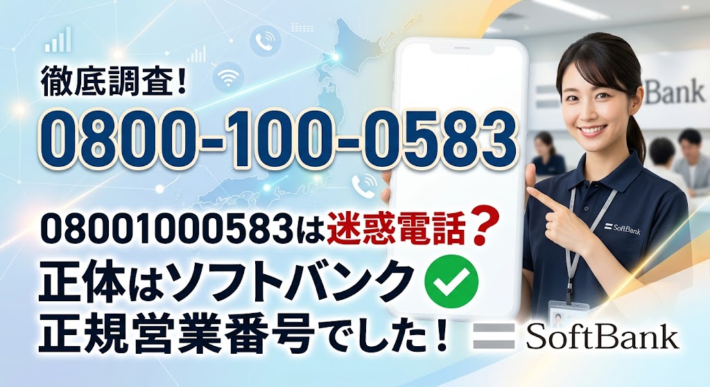08001000583は迷惑電話？正体はソフトバンクの正規営業番号でした
