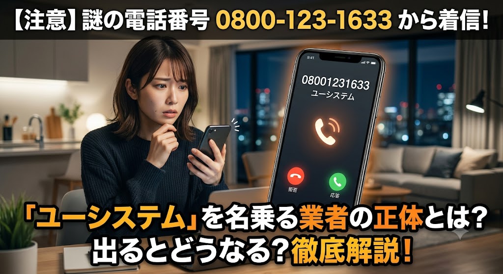 08001231633からの電話に出るとどうなる？ユーシステムを名乗る業者