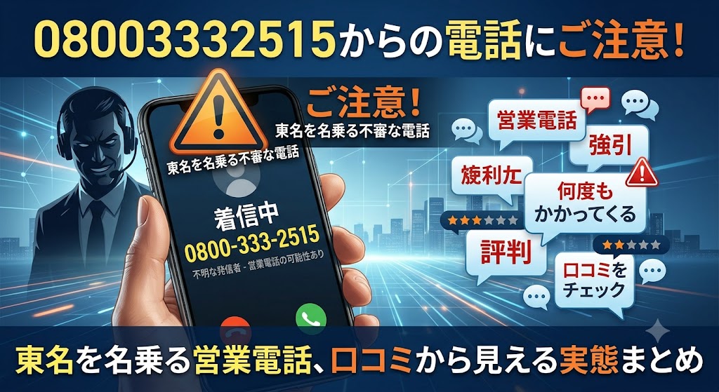 08003332515からの電話にご注意！東名を名乗る営業電話、口コミから見える実態まとめ