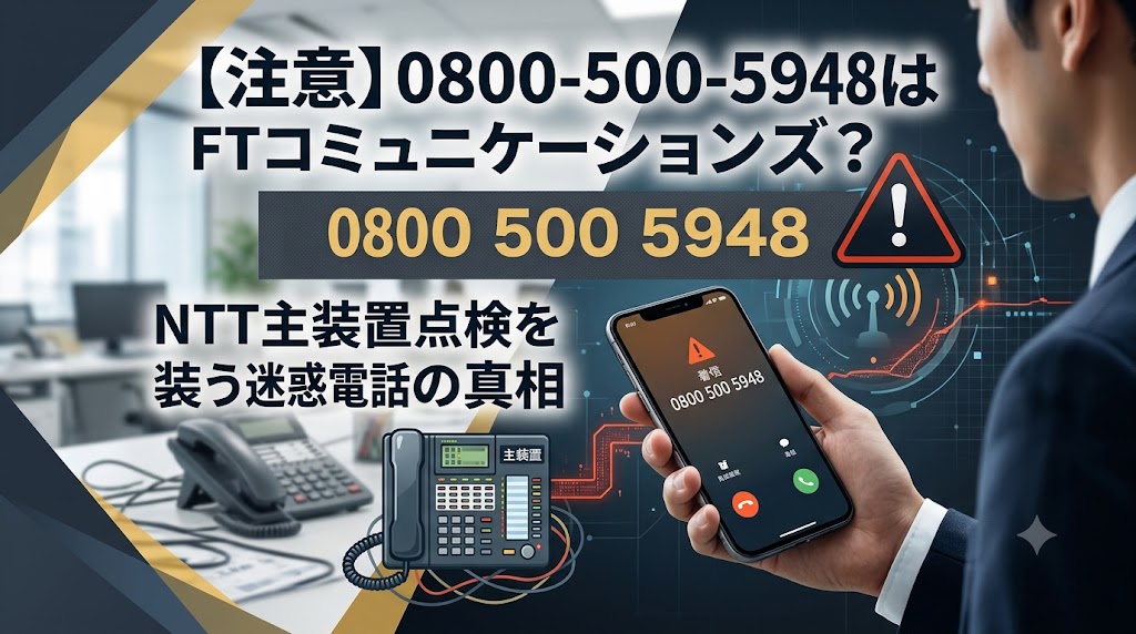 08005005948はFTコミュニケーションズ？NTT主装置点検を装う迷惑電話
