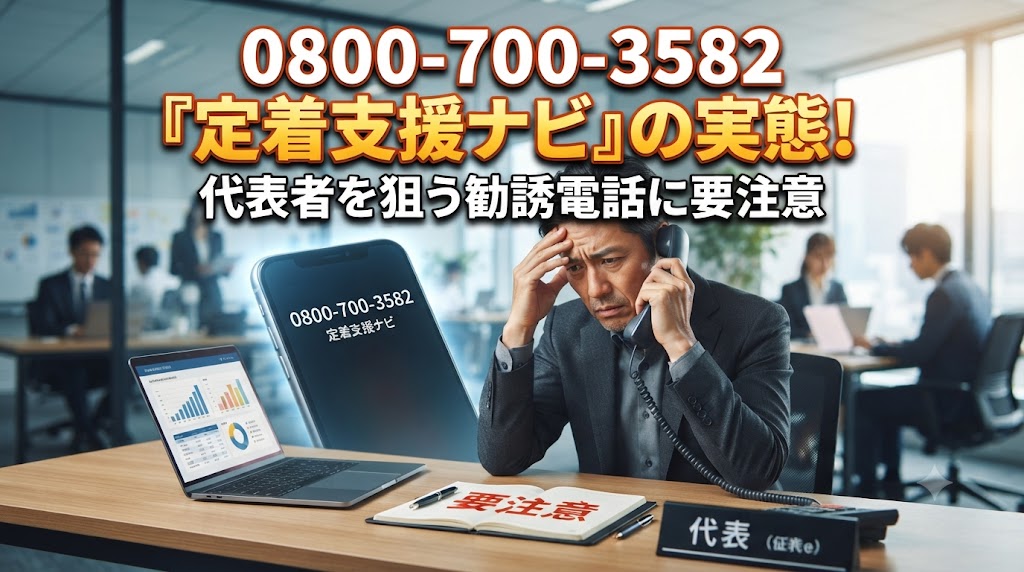 08007003582「定着支援ナビ」の実態！代表者を狙う勧誘電話に要注意