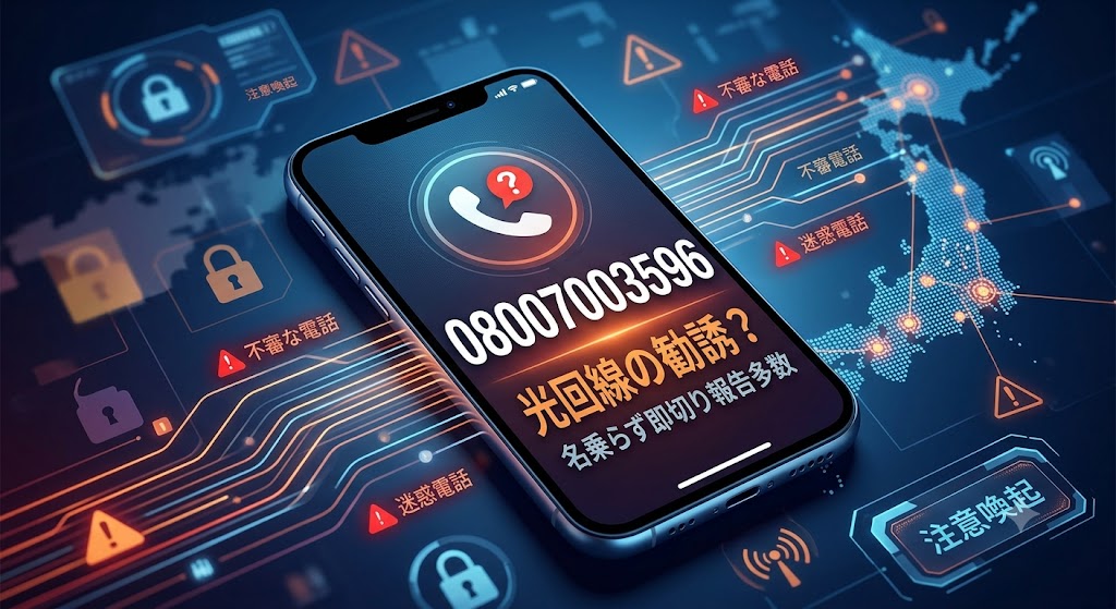 08007003596は光回線の勧誘電話？名乗らず即切り業者の報告多数！
