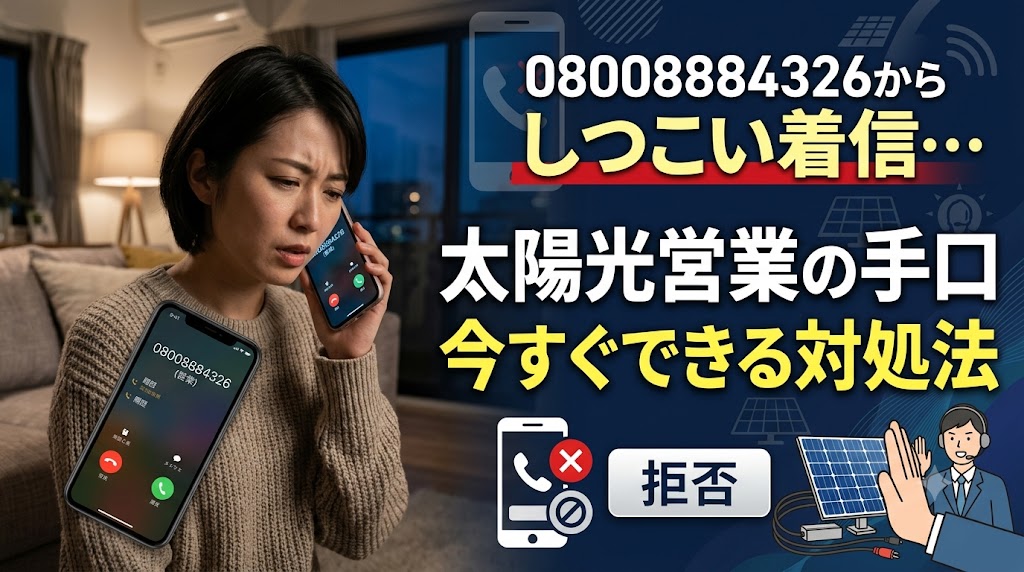08008884326からしつこい着信…太陽光営業の手口と今すぐできる対処法