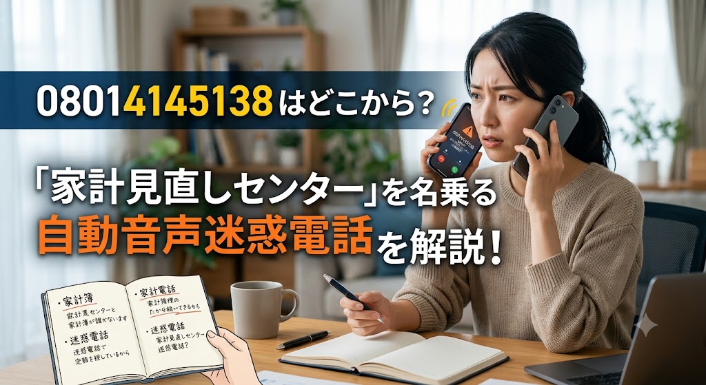 08014145138はどこから？家計見直しセンターを名乗る自動音声迷惑電話