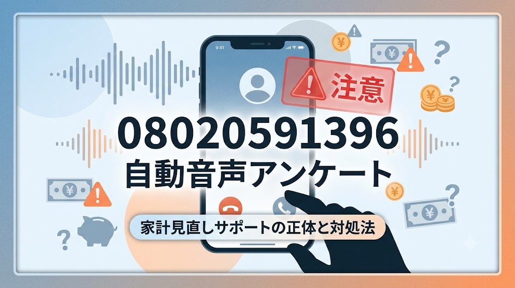 08020591396からの自動音声アンケートに注意！家計見直しサポートの正体と対処法