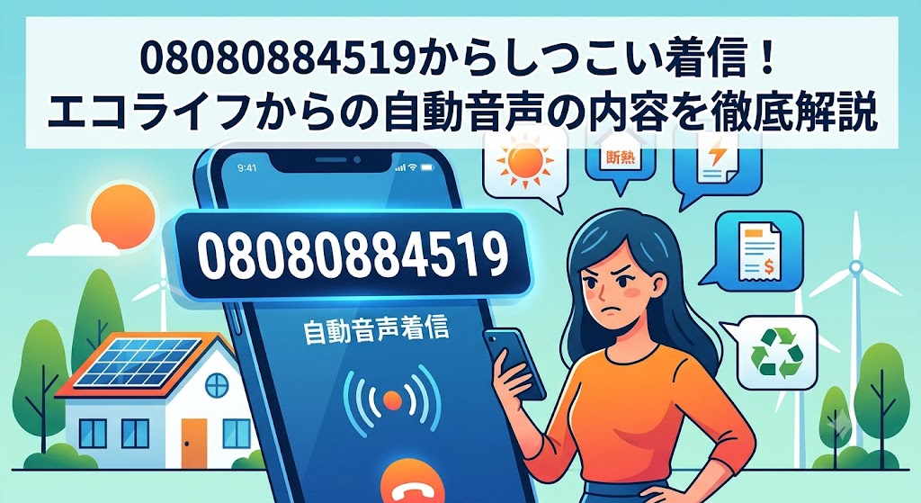 08080884519からしつこい着信！エコライフからの自動音声の内容