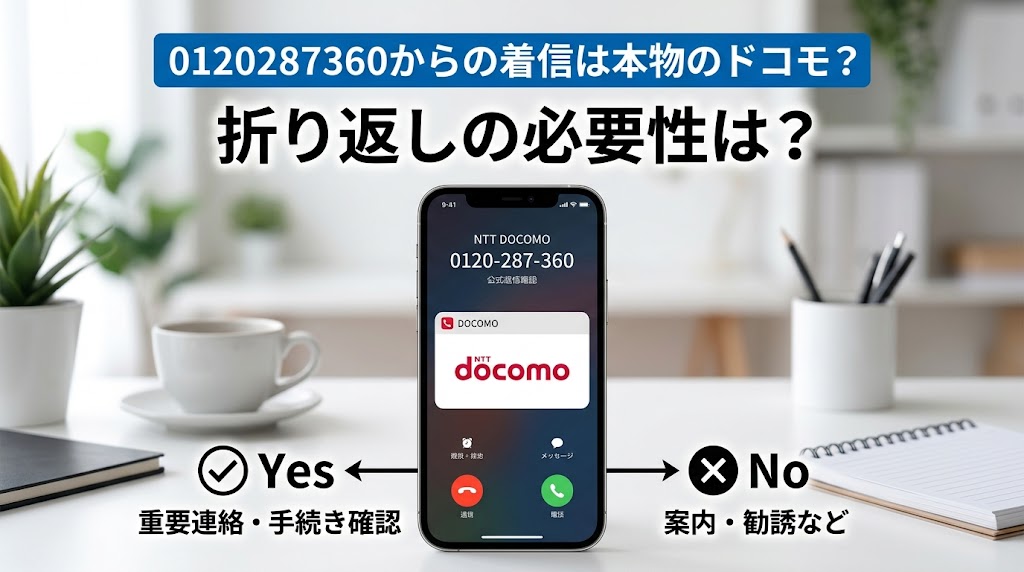 0120287360からの着信は本物のドコモだけど折り返しの必要性はあるか？