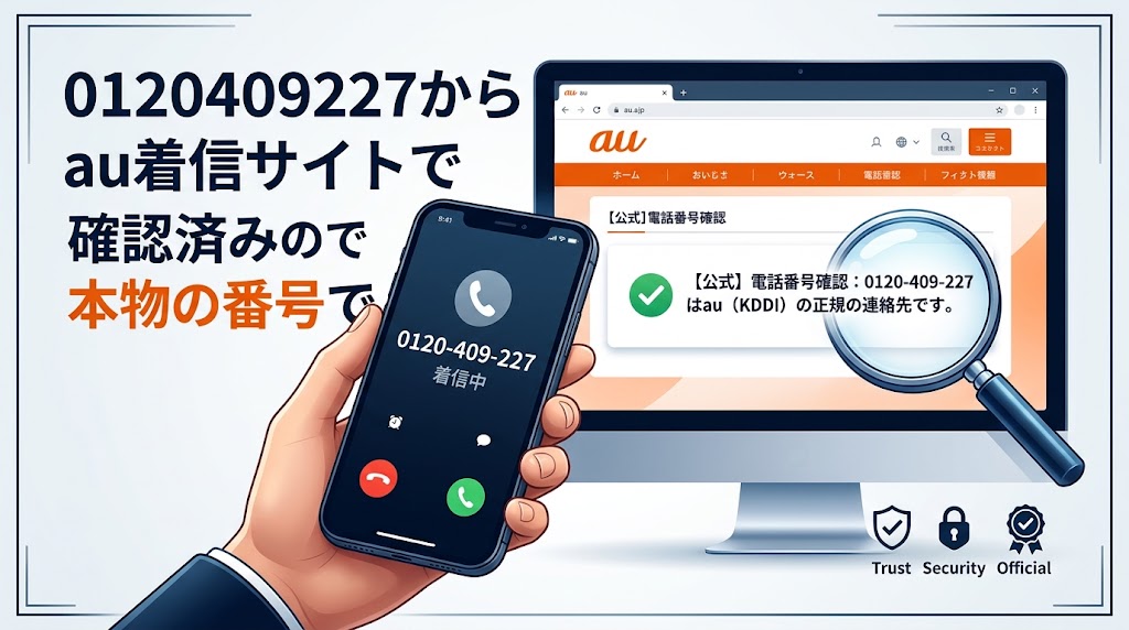 0120409227から着信があった！au公式サイトで確認済みの本物の番号です