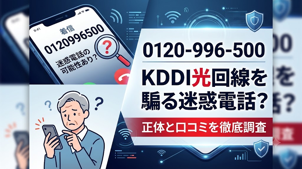 0120996500はKDDI光回線を騙る迷惑電話？正体と口コミを徹底調査