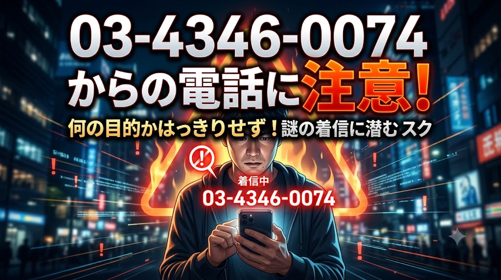 0343460074からの電話に注意！何の目的かはっきりせず！