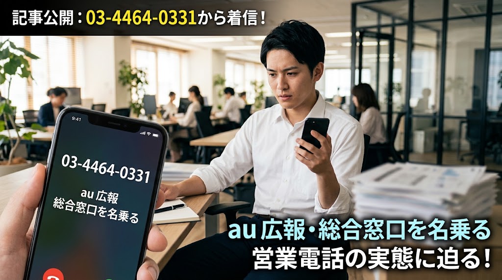 0344640331から着信！au広報や総合窓口を名乗る営業電話！
