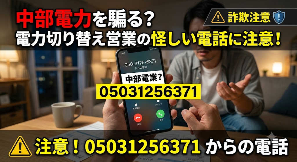 05031256371からも電話に注意！中部電力を騙る電力切り替え営業か？