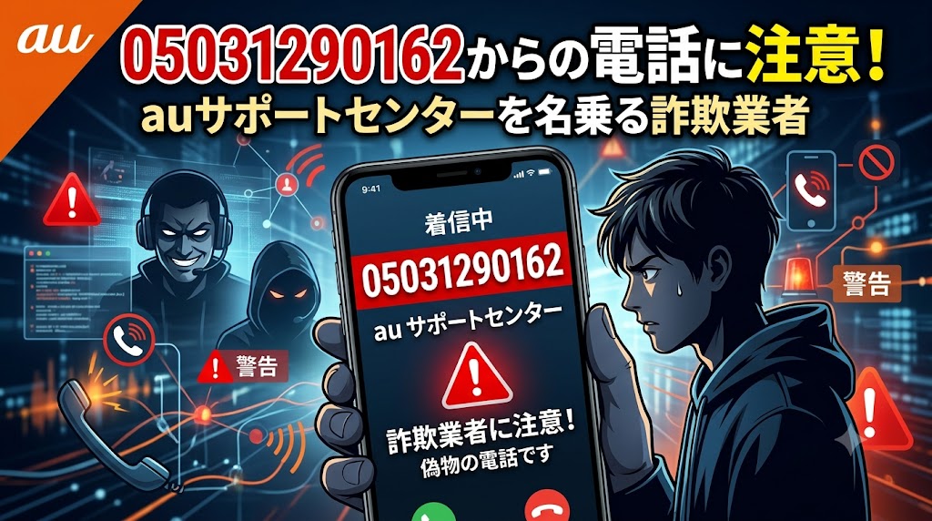 05031290162からの電話に注意！auサポートセンターを名乗る業者