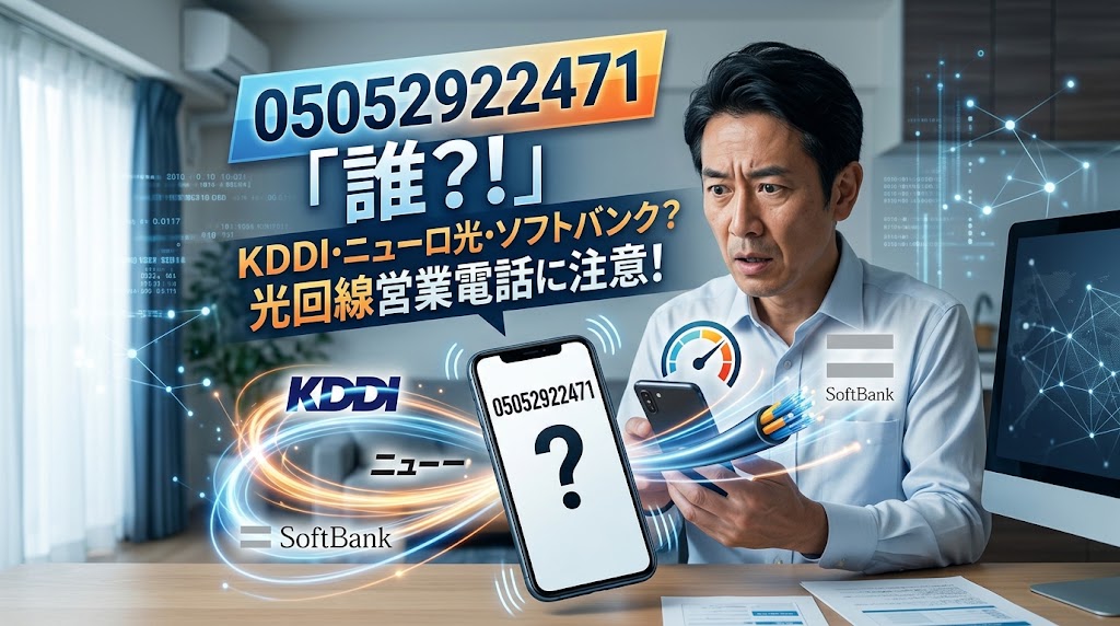 05052922471の相手は誰？KDDIやニューロ光やソフトバンクを名乗る光回線営業電話