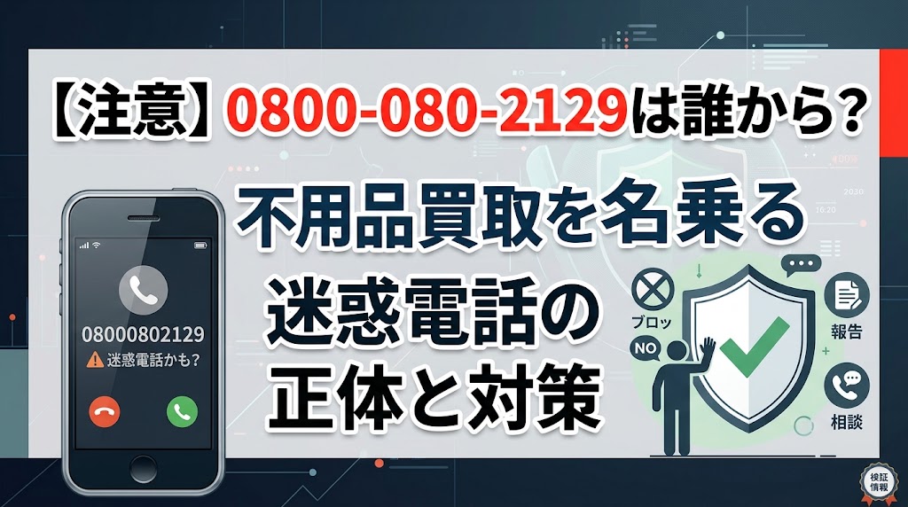 【注意】08000802129は誰から？不用品買取を名乗る迷惑電話の正体と対策