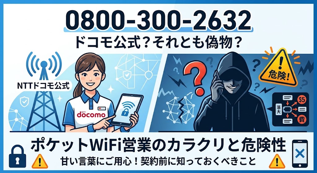 08003002632はドコモ公式か偽物か？ポケットWiFi営業のカラクリと危険性