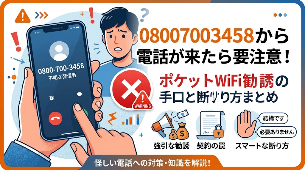 08007003458から電話が来たら要注意！ポケットWiFi勧誘の手口と断り方まとめ