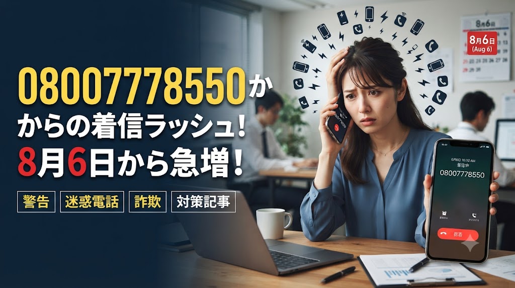 08007778550からの着信ラッシュ！8月6日から急増！